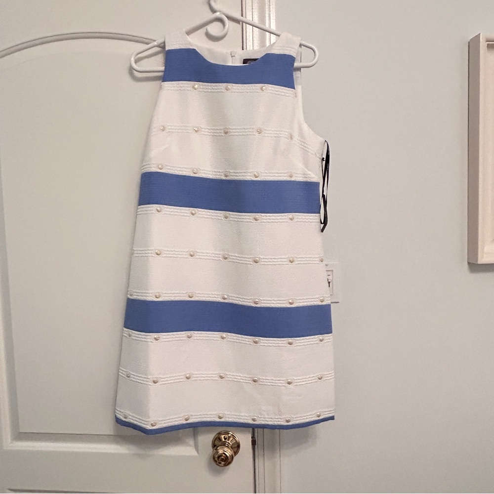 Vince Camuto Blue and White A-Line Dress